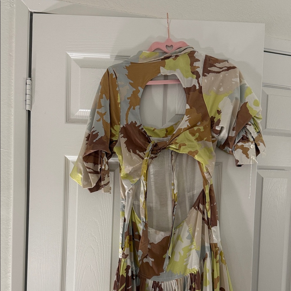 Jonathan Simkhai Camouflage Midi Dress in Brown and Cream - Picture 6 of 11